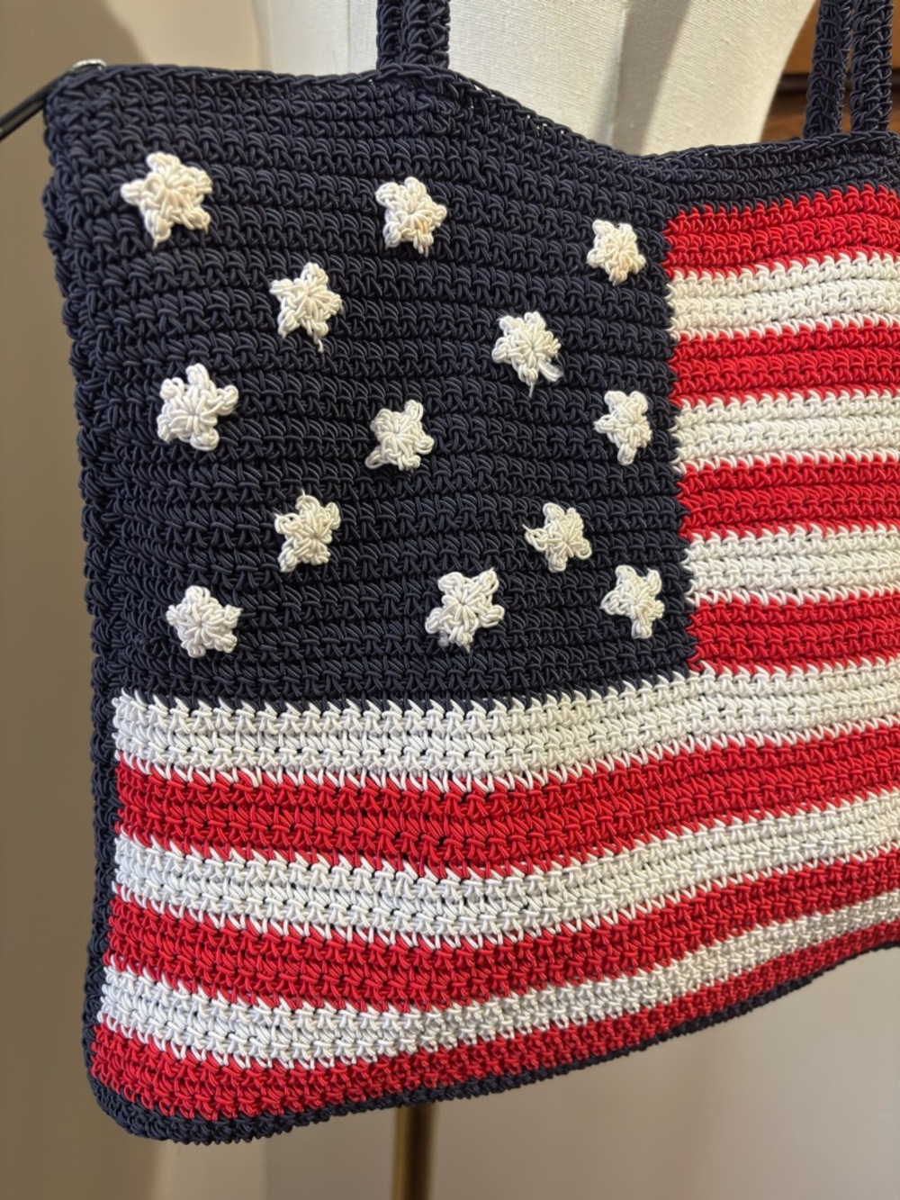 Source Unknown Red White Blue Crochet Flag Tote - Picture 2 of 7